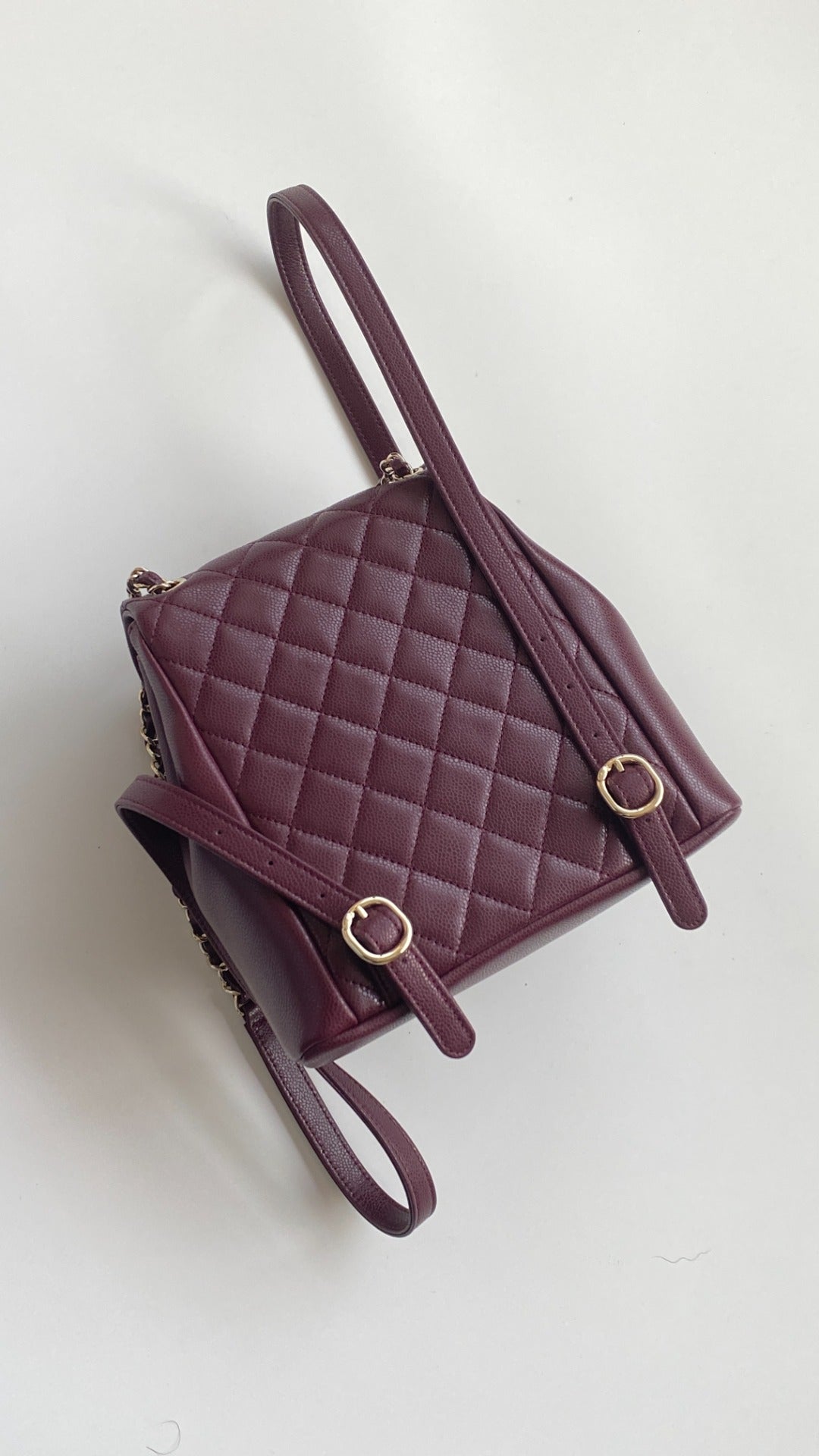 Chanel 25 Backpack Wine Red Grain Embossed Calfskin